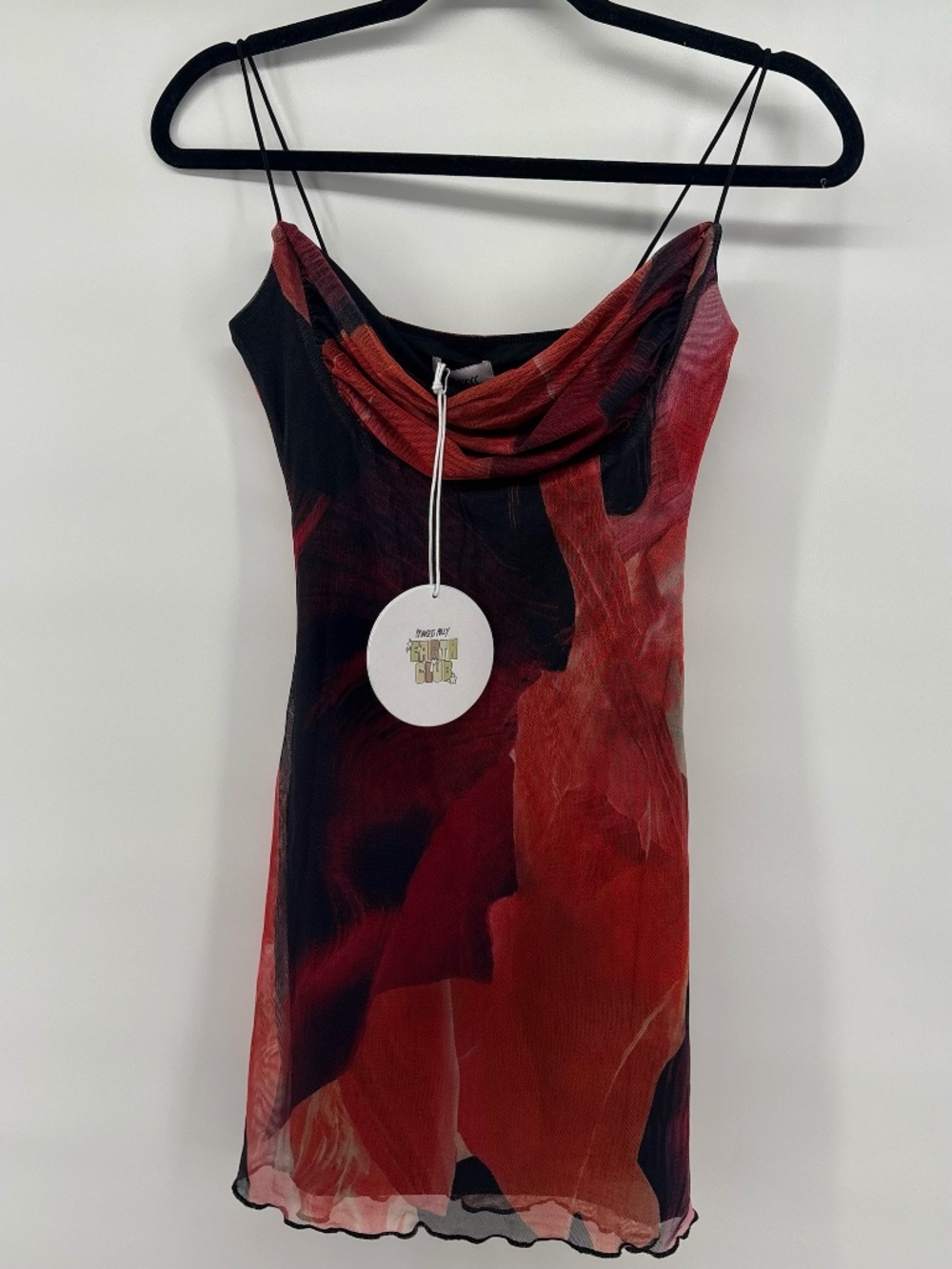 NWT princess polly scoop neck red and black floral mini length dress